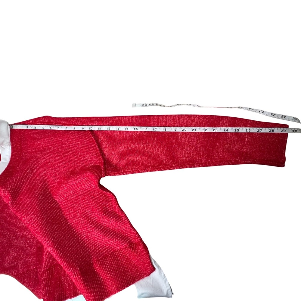 Wonderly Red Sparkle Layered Sweater White Collared Shirt Top‎ Women Size S - Picture 4 of 7